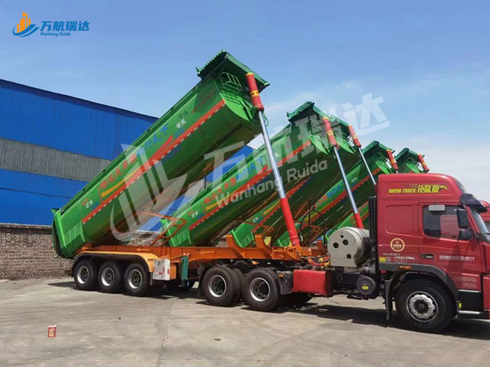 粉颗粒物料运输罐式后翻自卸半挂车