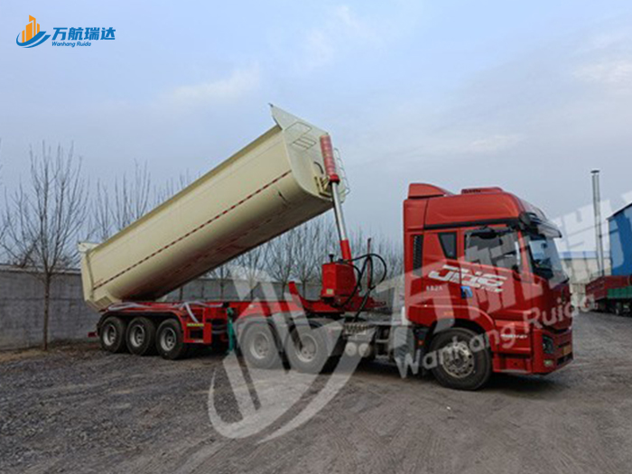 粉颗粒物料运输罐式后翻自卸半挂车