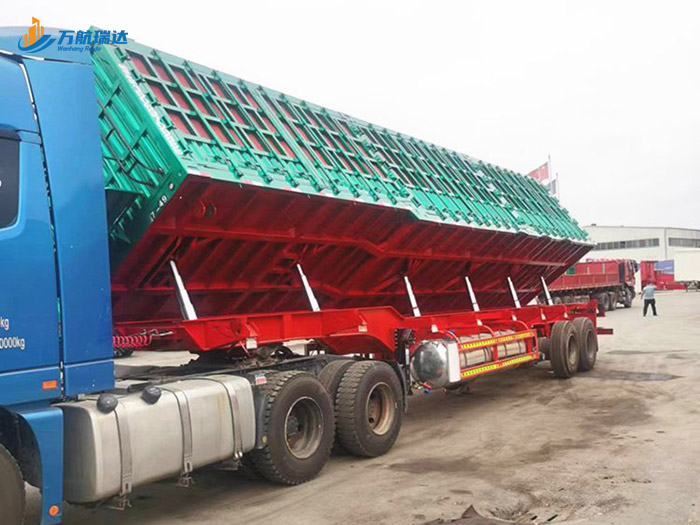 花栏侧翻自卸半挂车