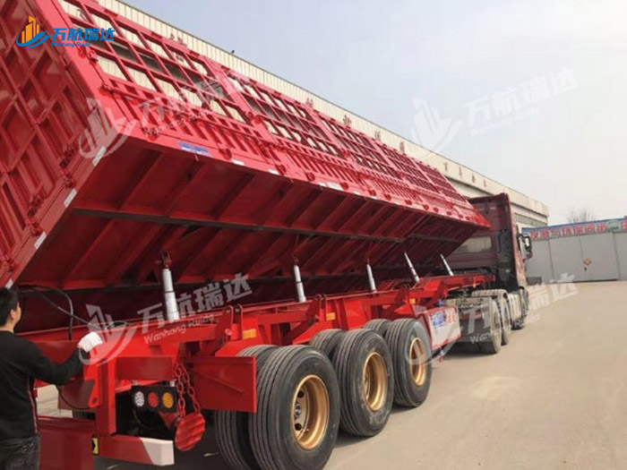 花栏侧翻自卸半挂车